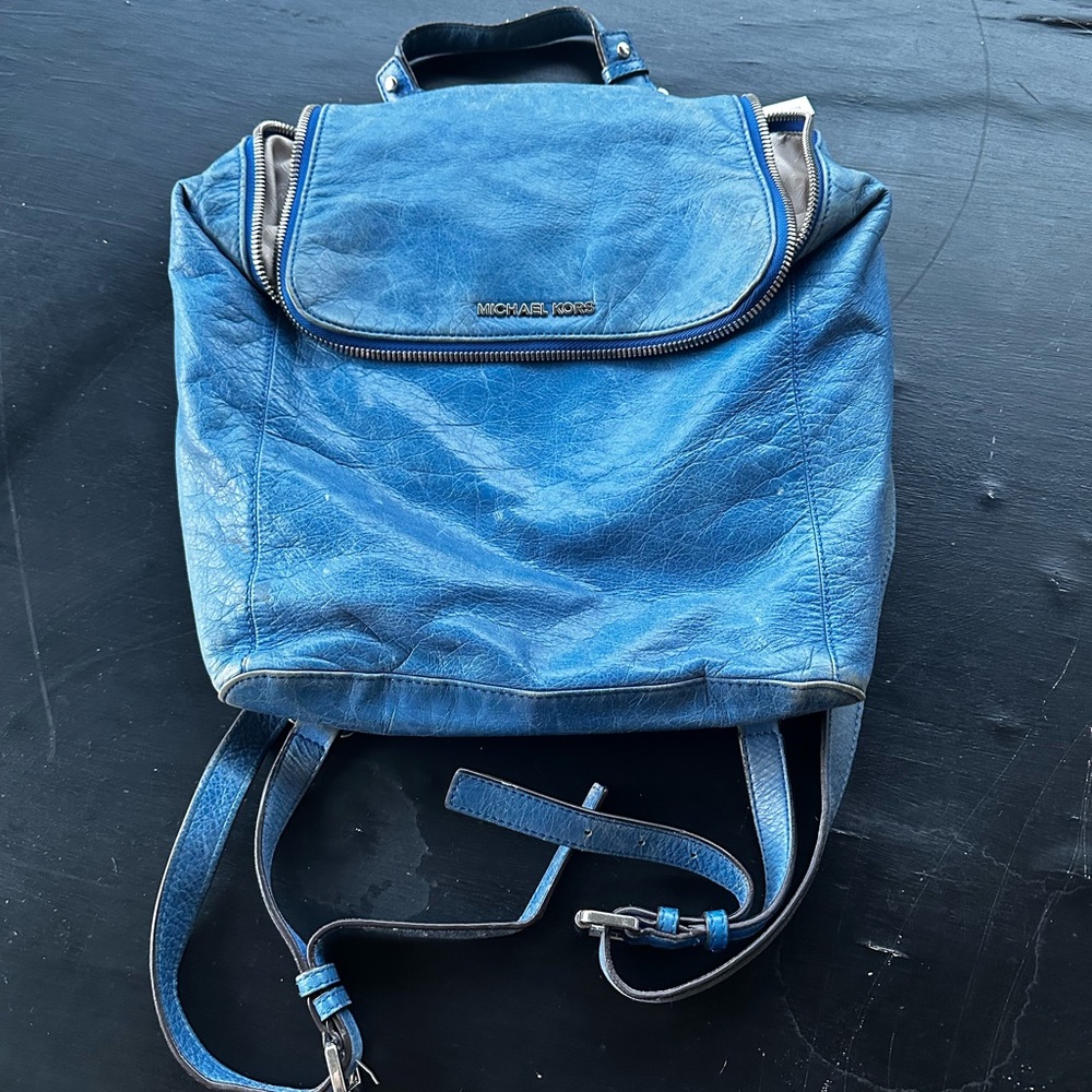 Michael Kors Blue Leather Backpack